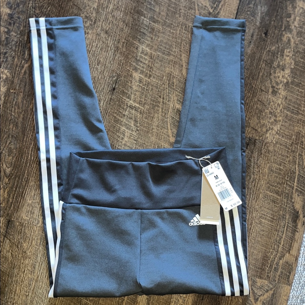 Adidas AEROREADY 7/8 LENGTH HIGH-RISE Charcoal Leggings with White Stripes